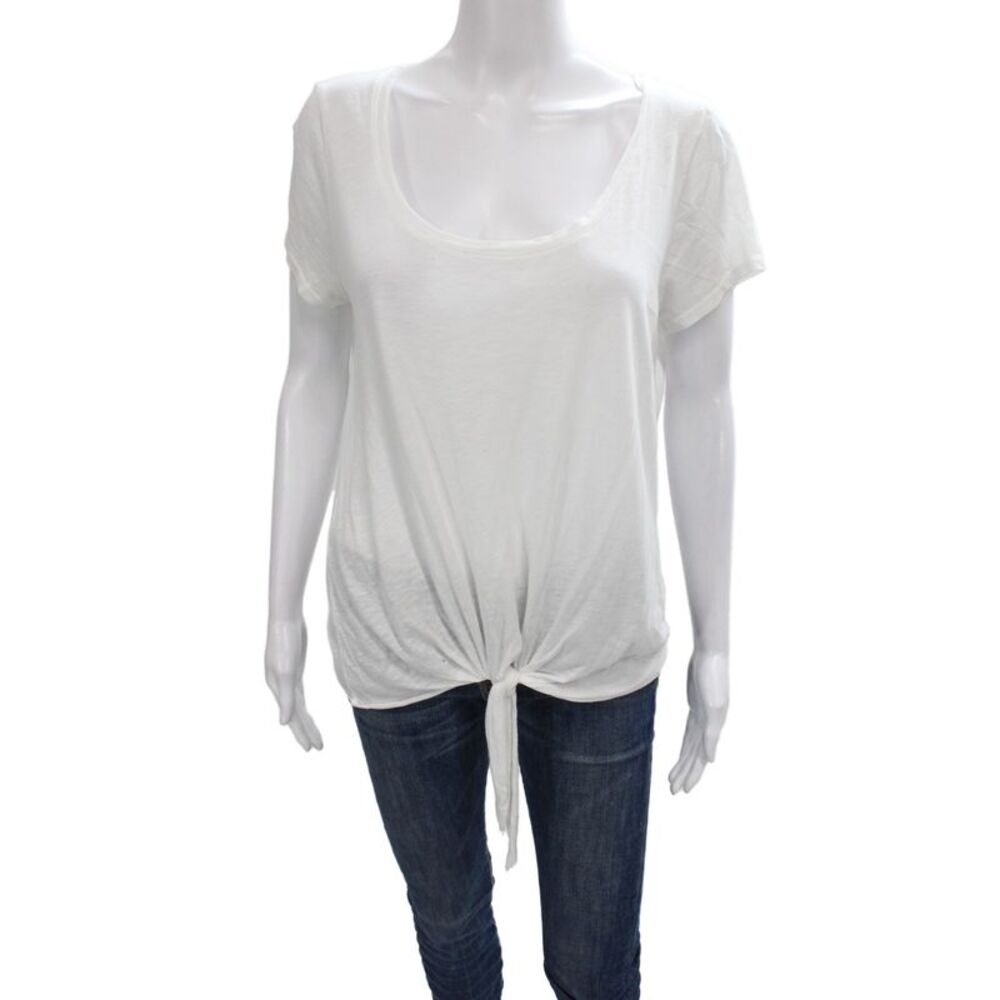 Michael Stars Women Basic Scoop Neck Short Sleeve White T-Shirt Size One Size
